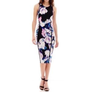 I Heart Ronson Blurred Rose Cutout Waist Dress XL